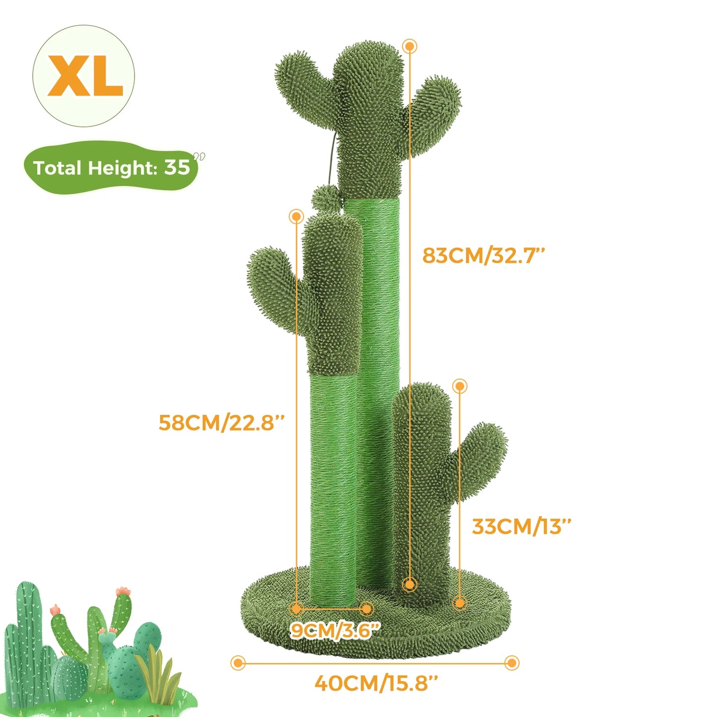 PAWZ Road Cactus Cat Scratching Post for Indoor Cats