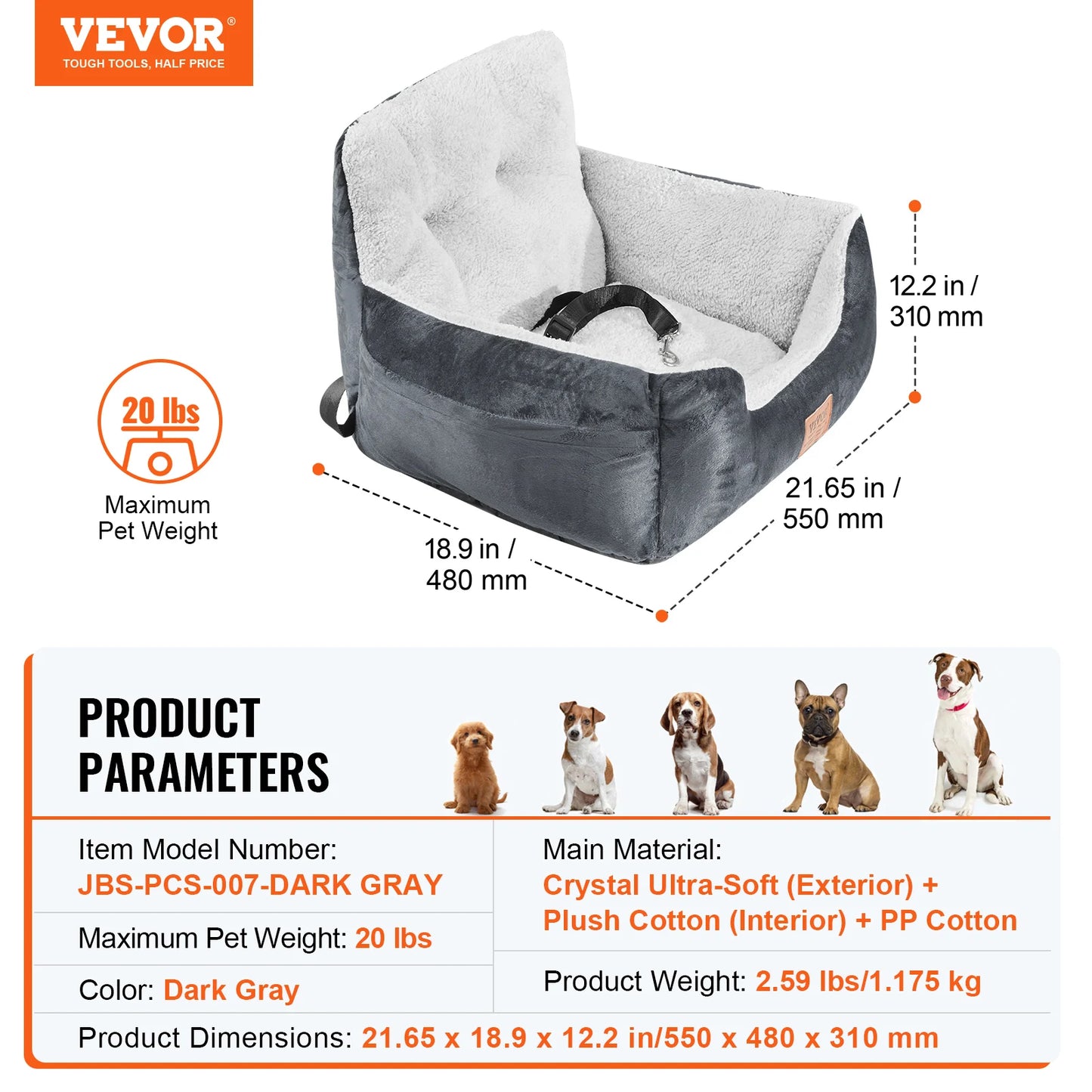 SucceBuy Waterproof Dog Car Seat Booster With Leash