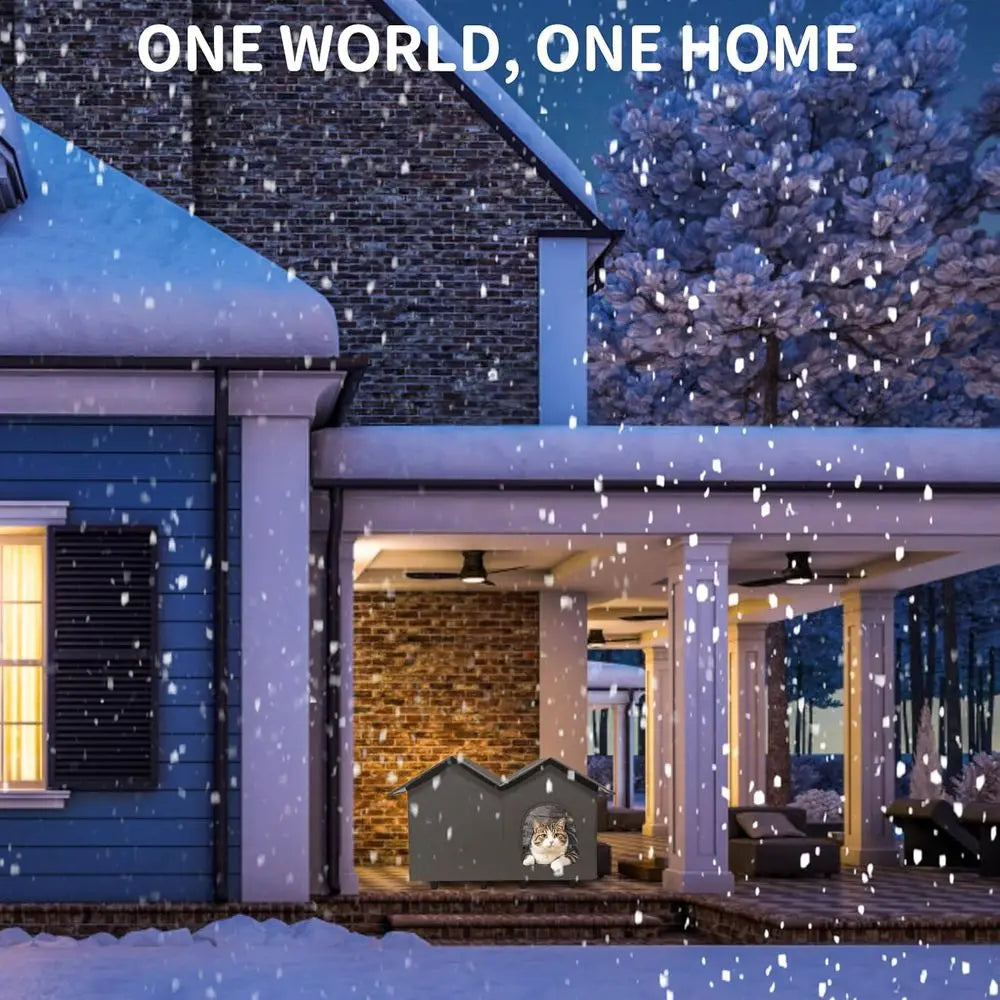 Heated Cat House With Elevated Bed Waterproof Insulated