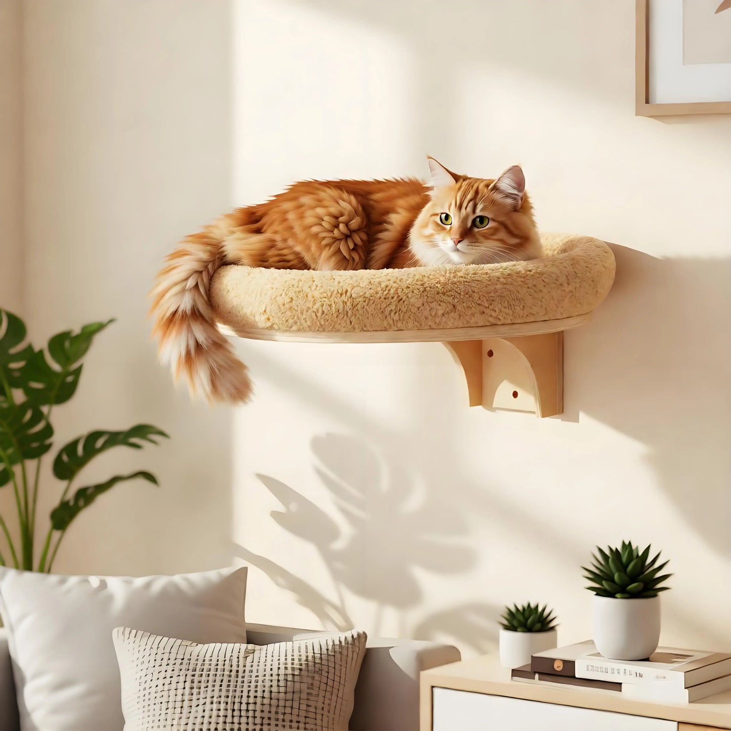 Cat Wall Mounted Pine Wood Climbing Tree With Scratching Post