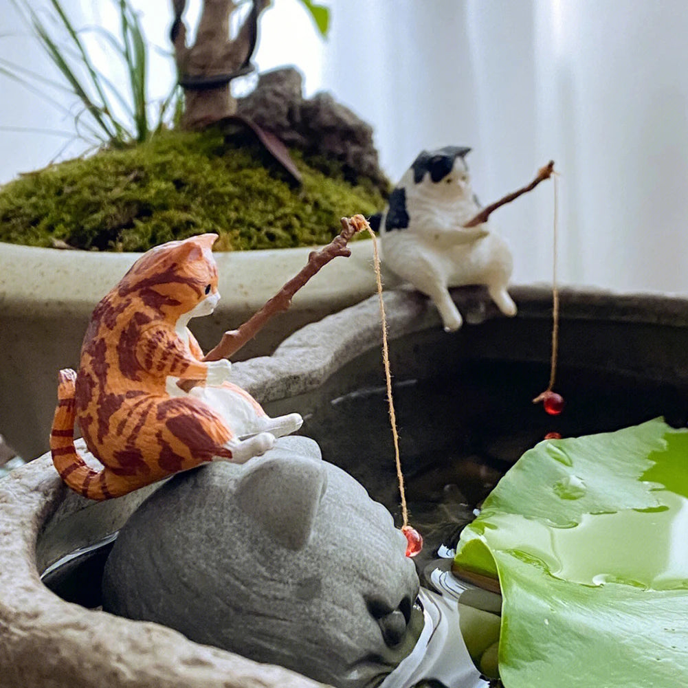 Alloet Kitten Fishing Ornament Aquarium Landscape Decor