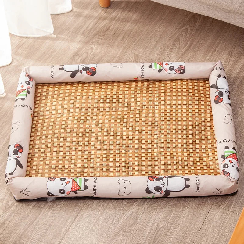 NONECN Cooling Rattan Dog Mat Bed for Summer Comfort