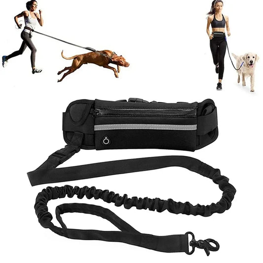Hands Free Dog Leash With Retractable Waist Bag Reflective