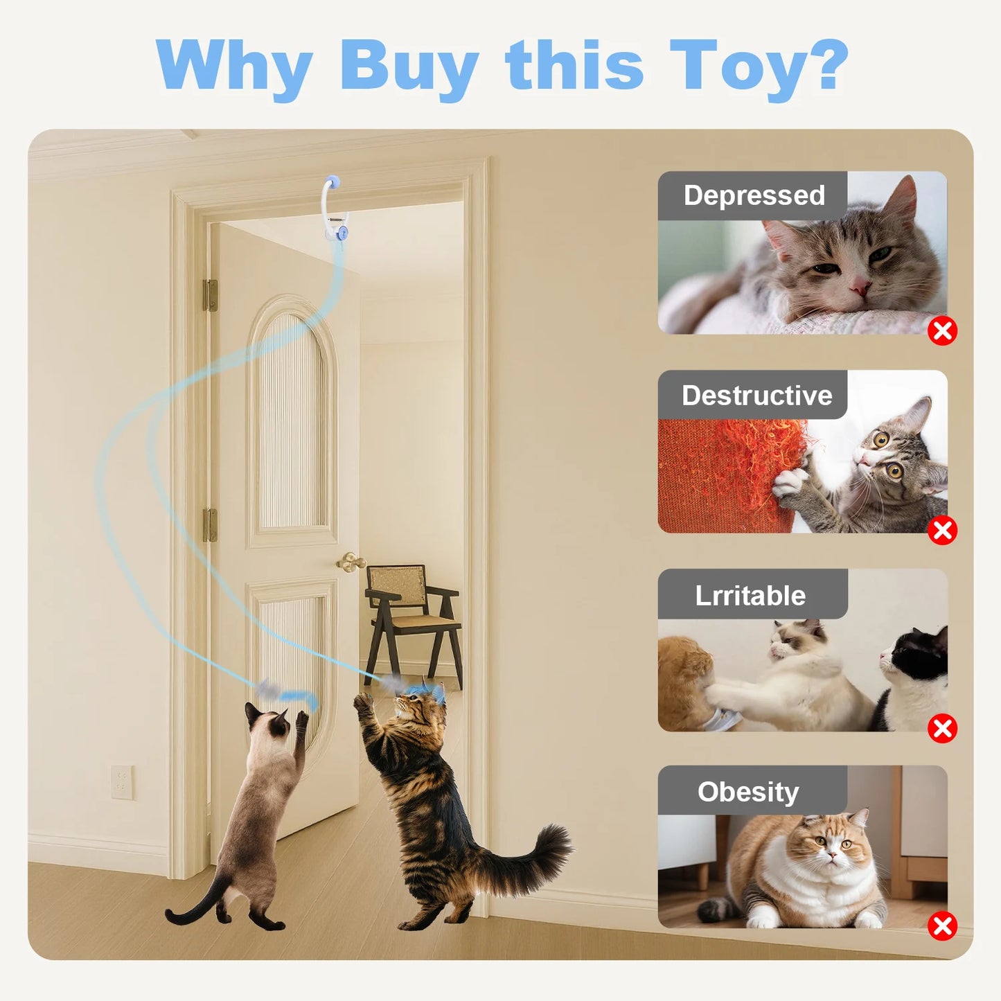 Cityflee USB Rechargeable Electric Door Hanging Cat Toy