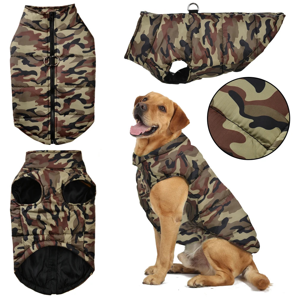 Winter Camouflage Dog Coat Waterproof Warm Windproof Apparel Large Dogs