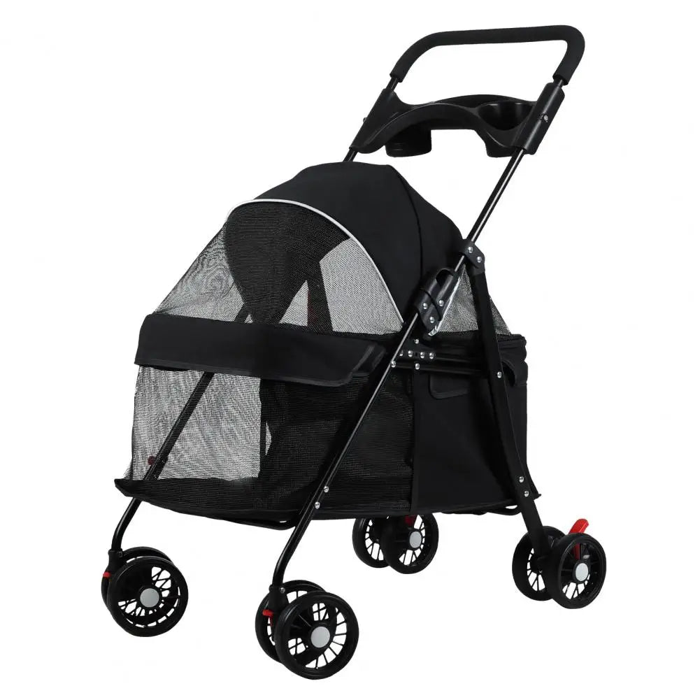 Pet Dog Cat Stroller Outdoor Folding Travel Cup Holder