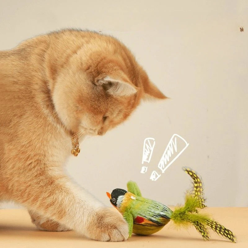 Wall Mounted Sound Activated Plush Bird Catnip Kitten Toy
