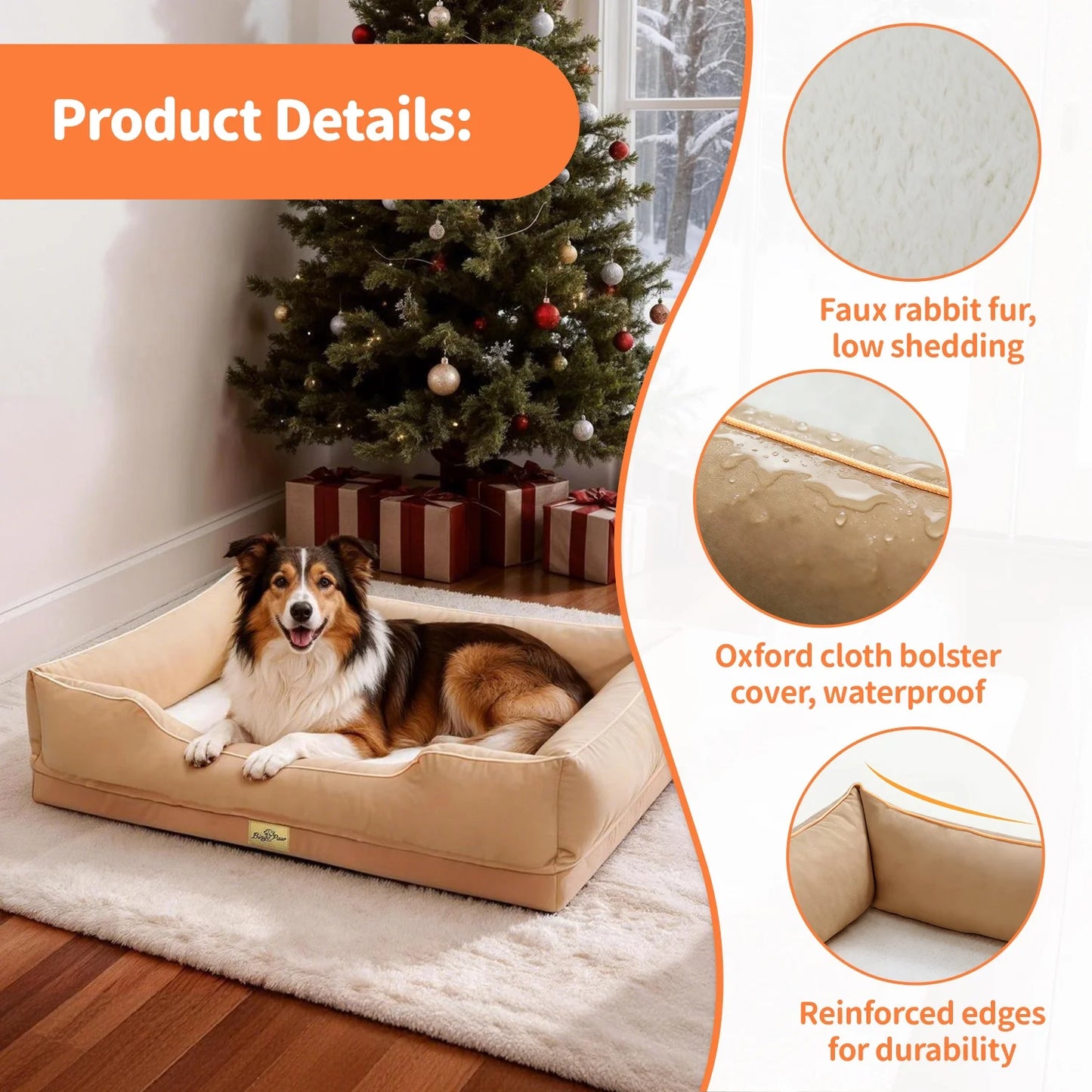 Bingopaw Orthopedic Foam Bolster Dog Bed Sofa