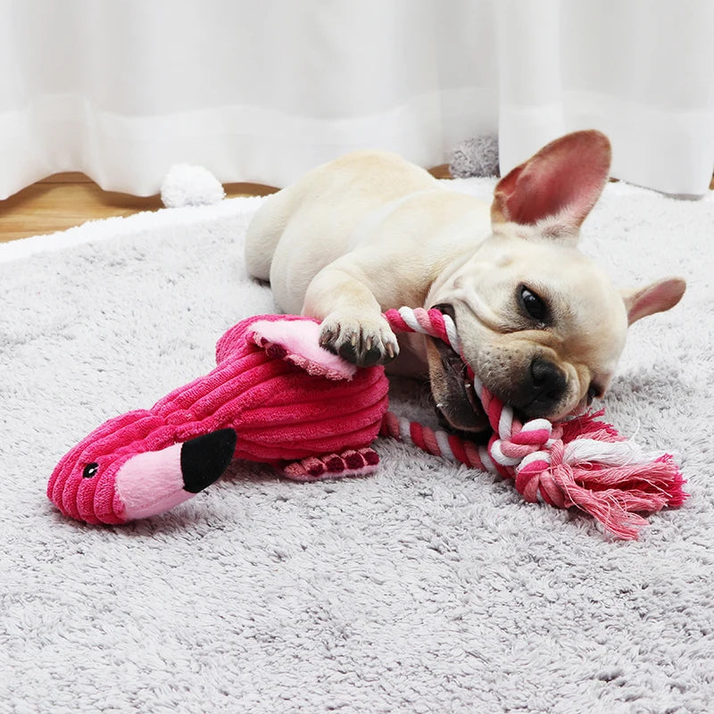 Plush Flamingo Squeaky Dog Chew Toy for Small Dogs