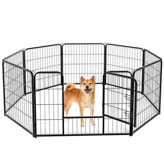 JHK Metal Dog Playpen 8 Panel Folding Fence Outdoor