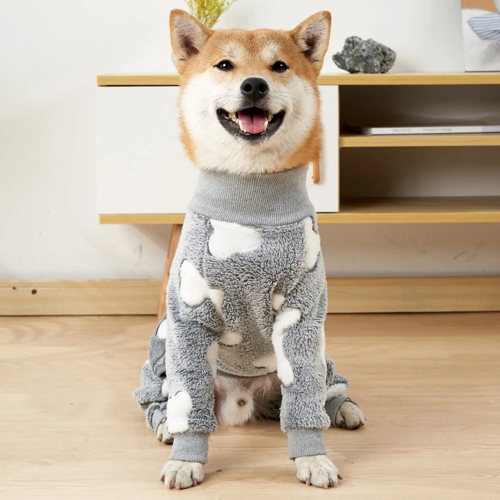 Winter Fleece Dog Jumpsuit For Pets Warm Cozy Overalls