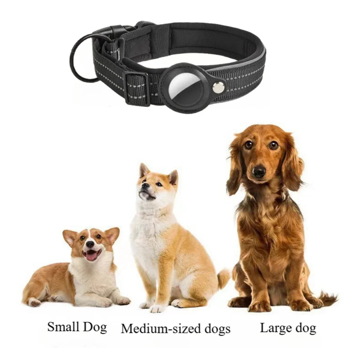 NONECN AirTag Dog Collar Reflective Padded Adjustable