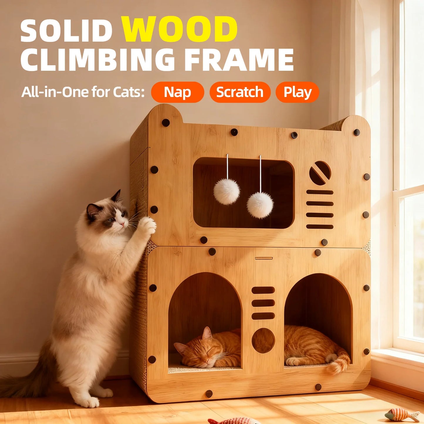 Spacious Cat House Condo With Dual Scratching Boards
