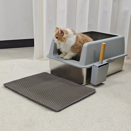 Stainless Steel Cat Litter Box Large High Sided Open Pan