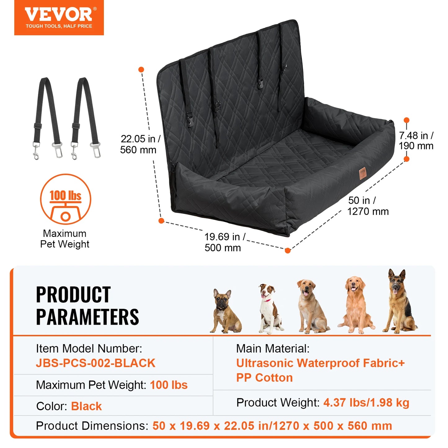 SucceBuy Waterproof Dog Car Seat Booster With Leash