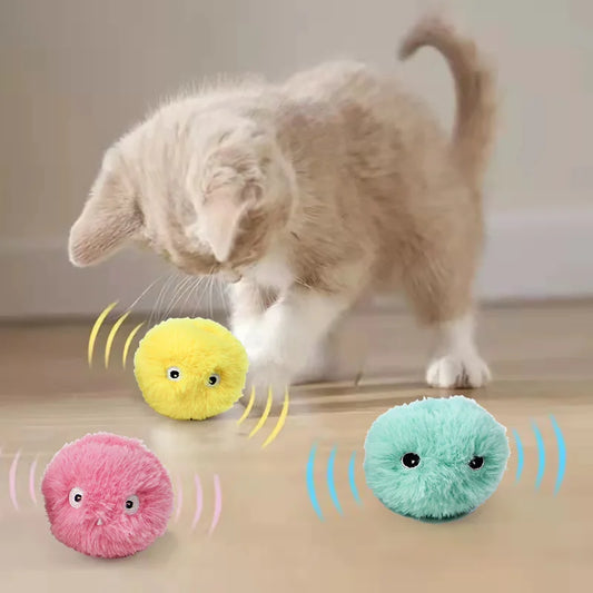 Smart Interactive Electric Catnip Plush Ball Squeaky Kitten Toy