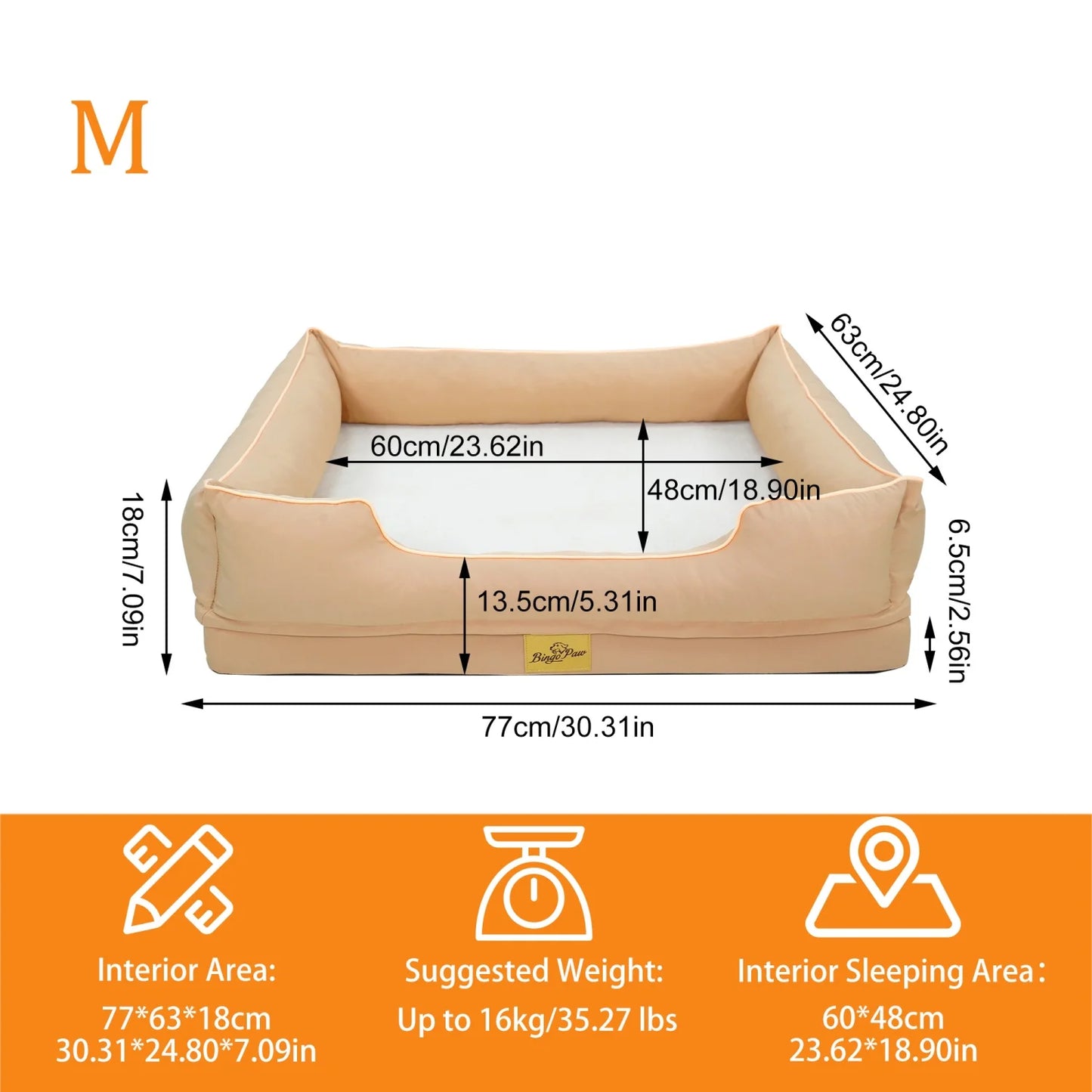 Bingopaw Orthopedic Foam Bolster Dog Bed Sofa