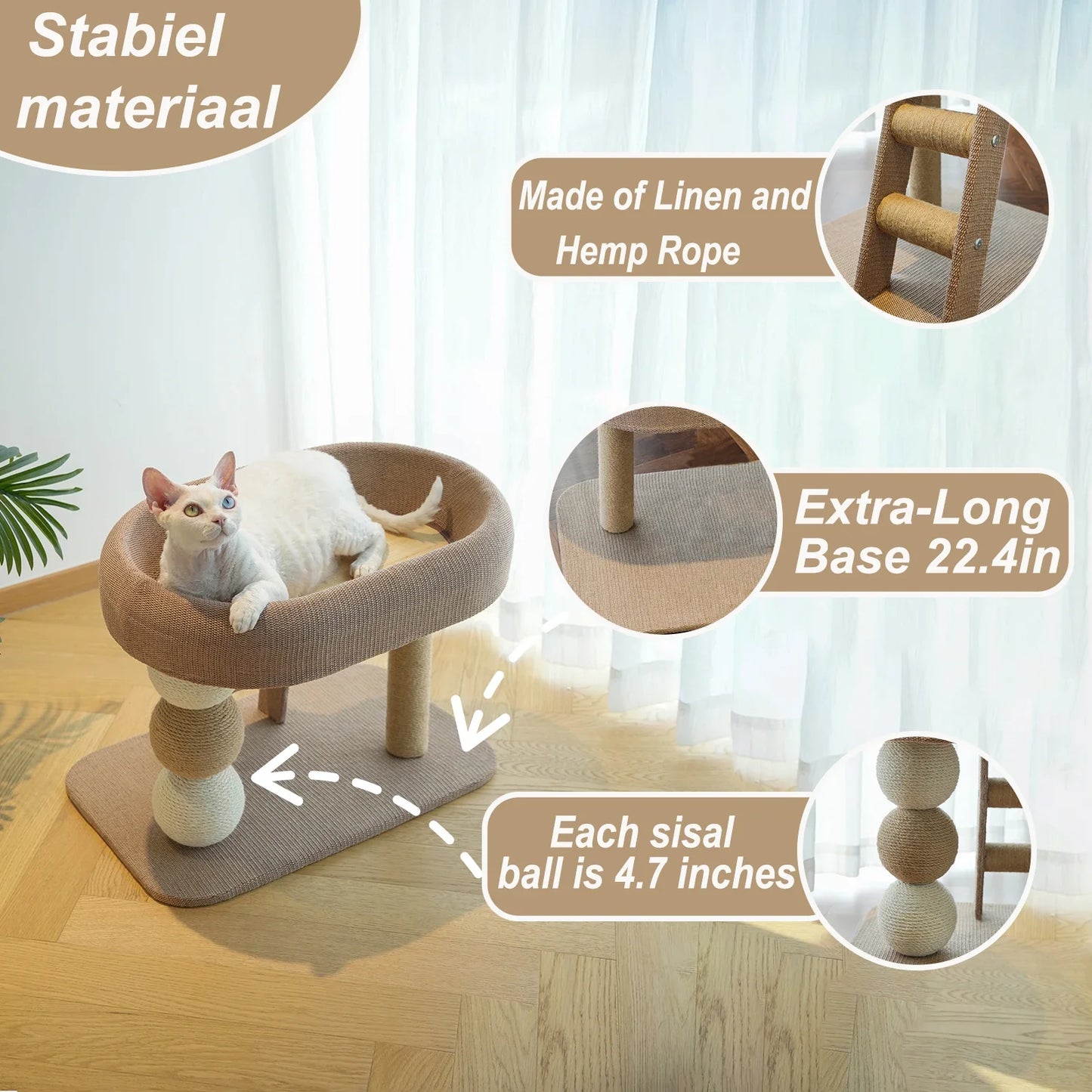 Cat Scratching Post With Sisal Board Plush Bed Ladder