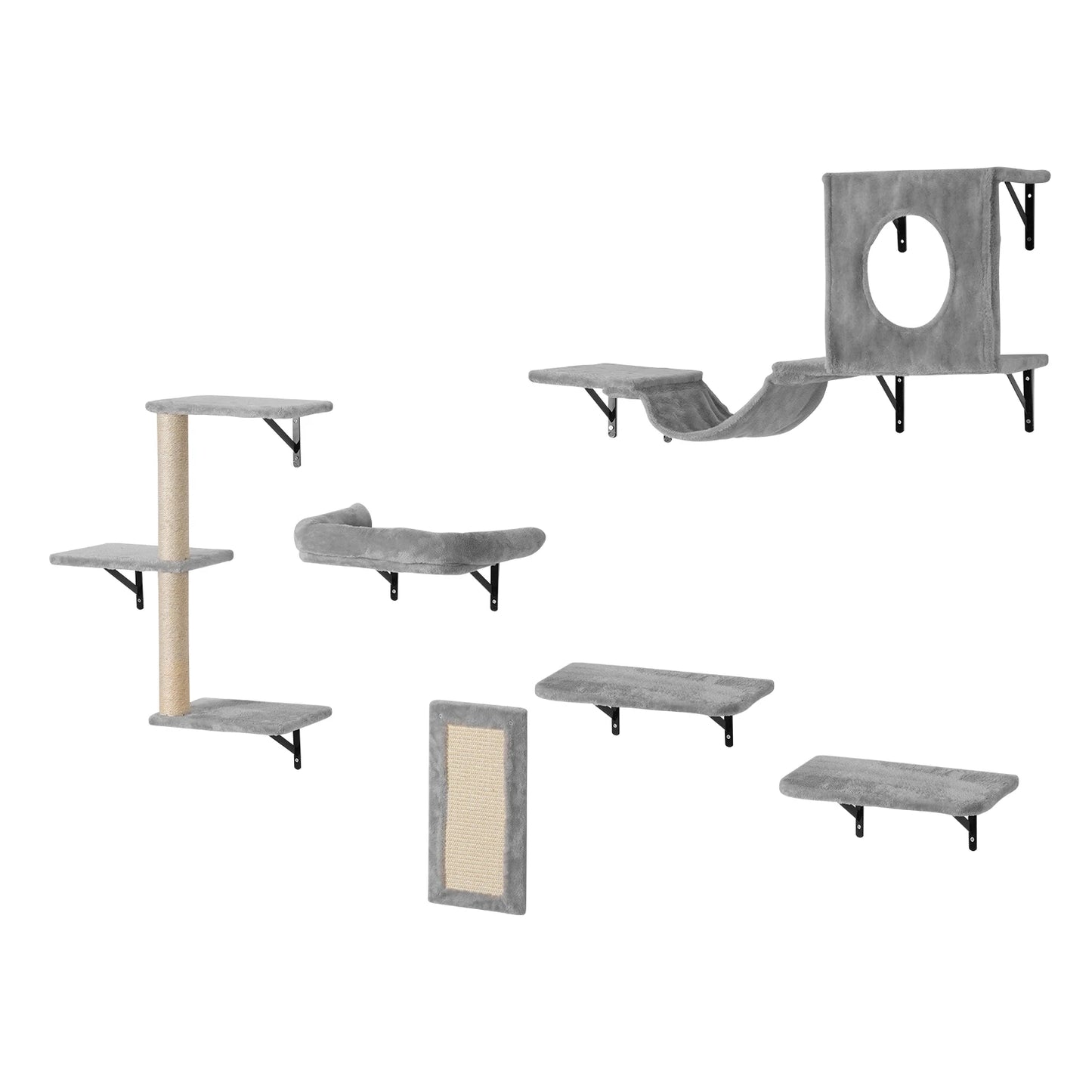 SucceBuy Wall Mounted Cat Shelves Three-Tier Perches