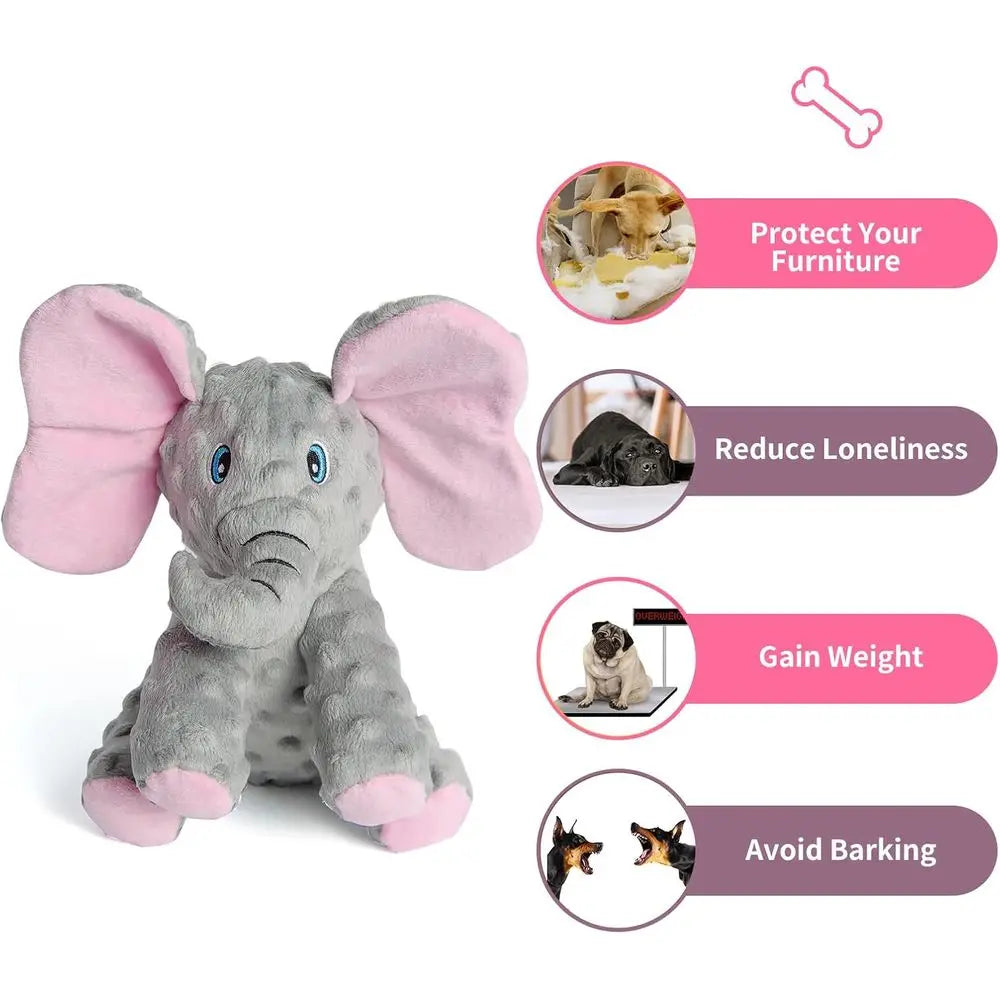 Cute Squeaky Elephant Plush Dog Toy With Crinkle Paper