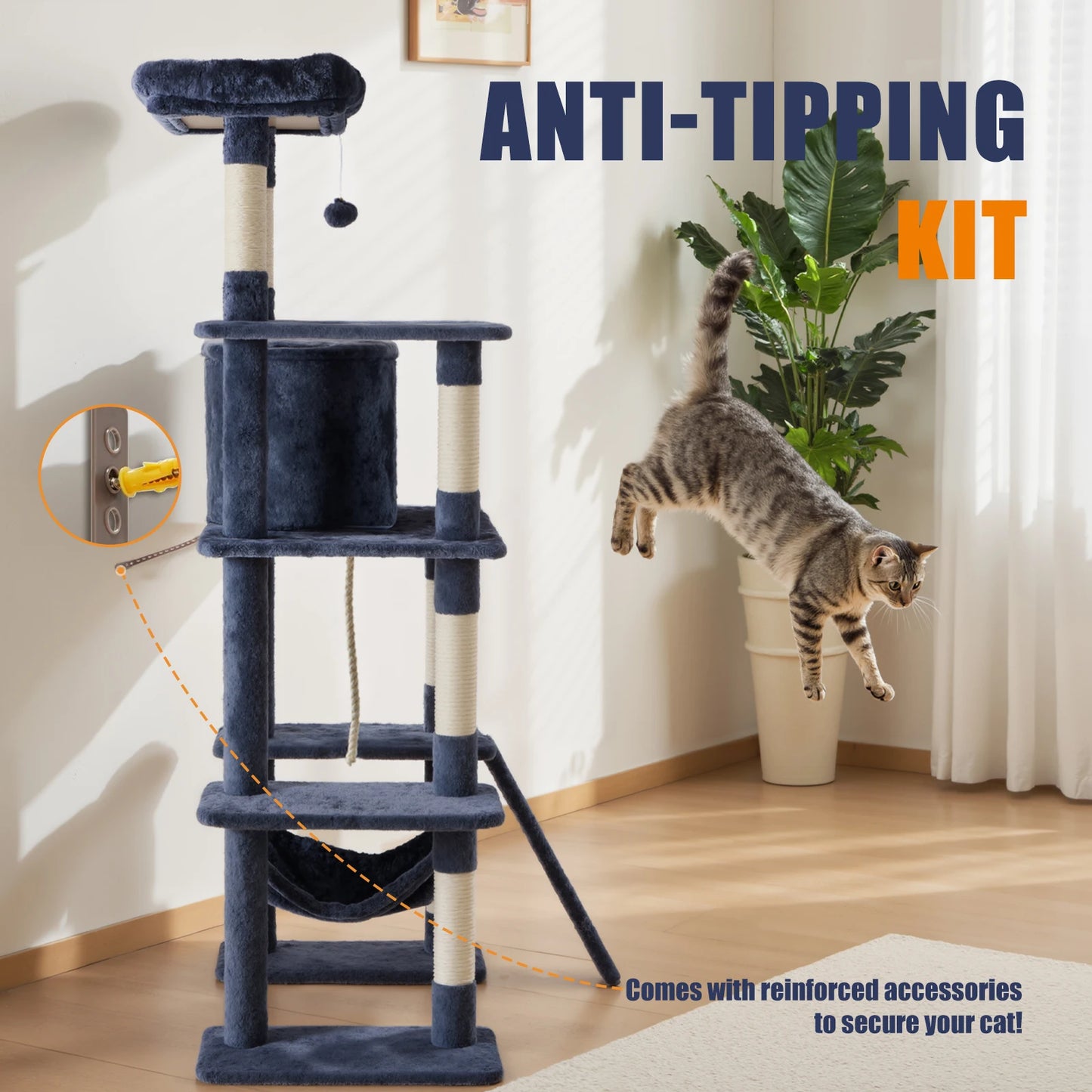 JHK Multi Level Cat Tree Tall Climbing Tower Indoor Cats