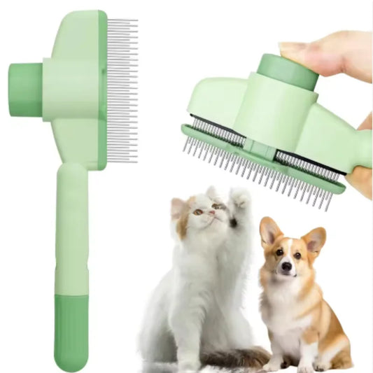 Self Cleaning Pet Grooming Brush With One Button Hair Remover