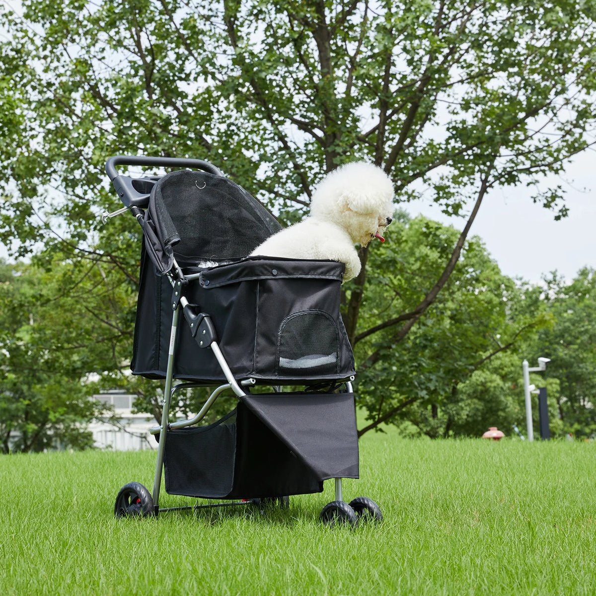 DUMOS Foldable Triple Wheel Pet Stroller For Dogs Cats Outside