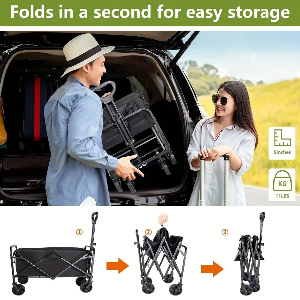 Heavy-Duty All-Terrain Folding Cart With Stainless Steel Frame