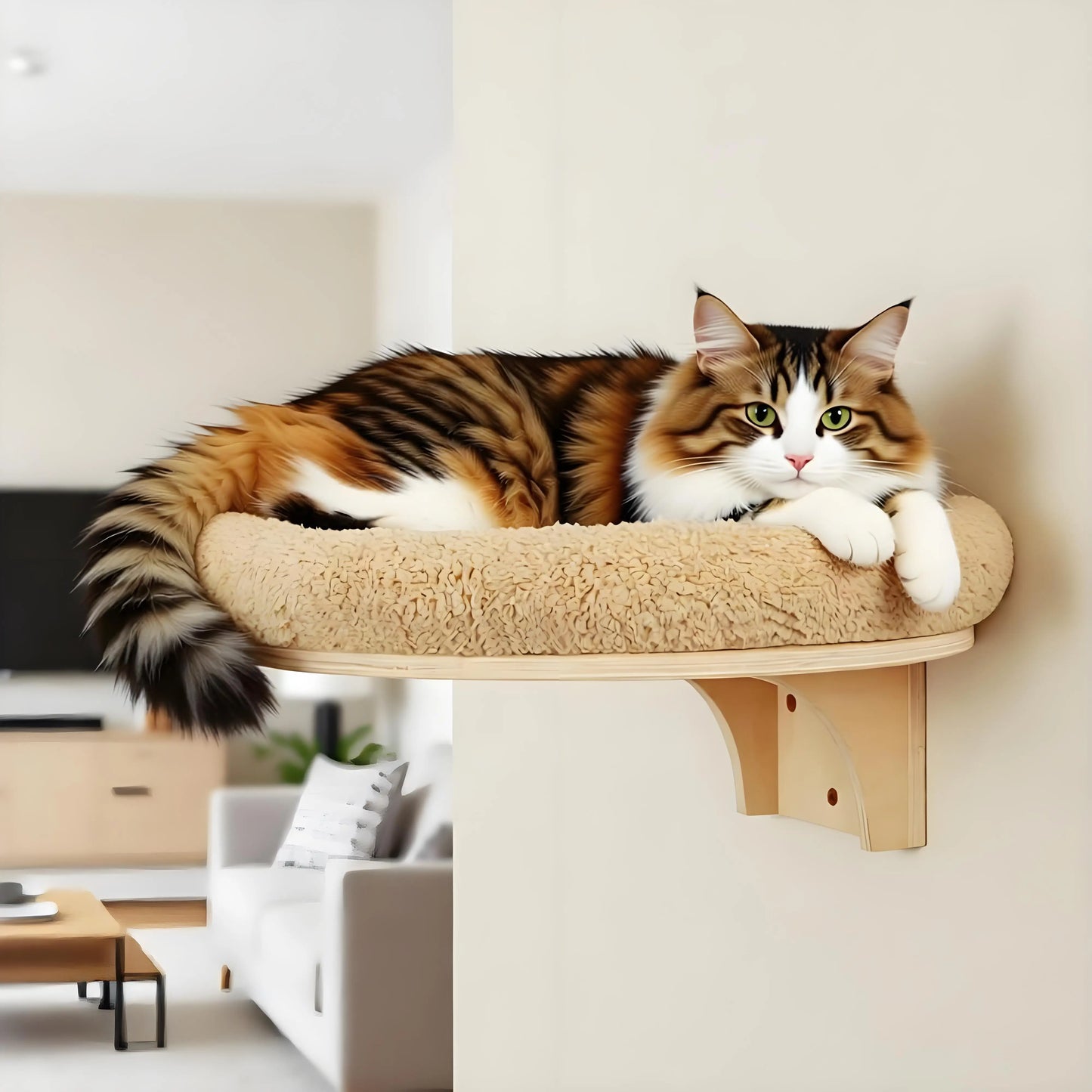 Cat Wall Mounted Pine Wood Climbing Tree With Scratching Post
