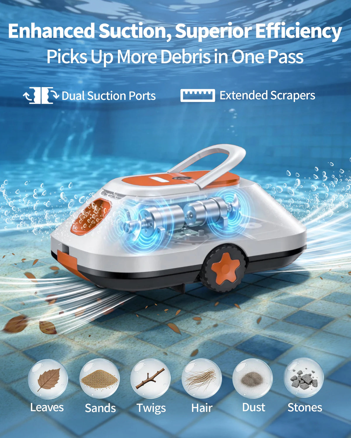 Vastorm Cordless Robotic Pool Cleaner Smart Navigation Auto Parking