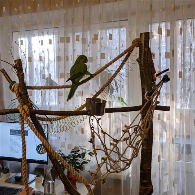 Parrot Climbing Net Bird Toy Swing Rope Hammock With Buckles