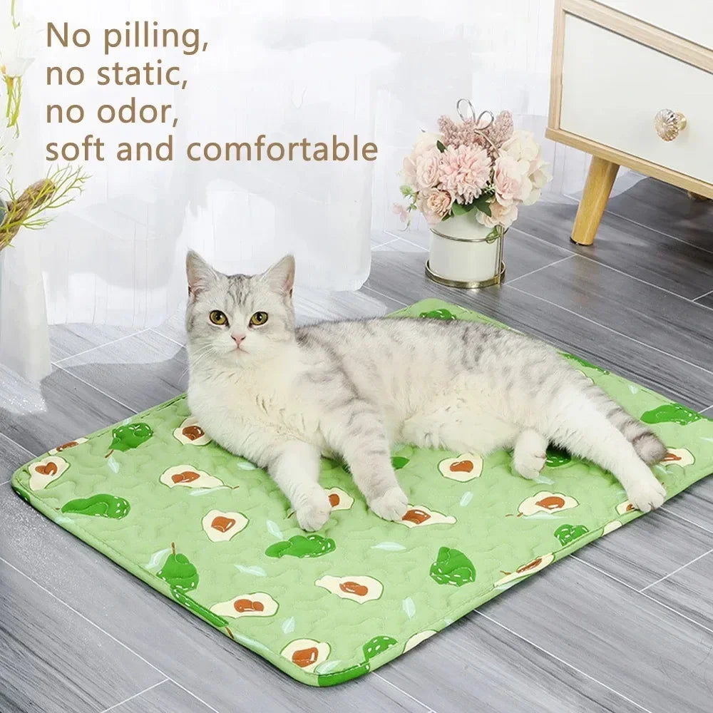 Ice Silk Cooling Pet Bed Mat Moistureproof Breathable
