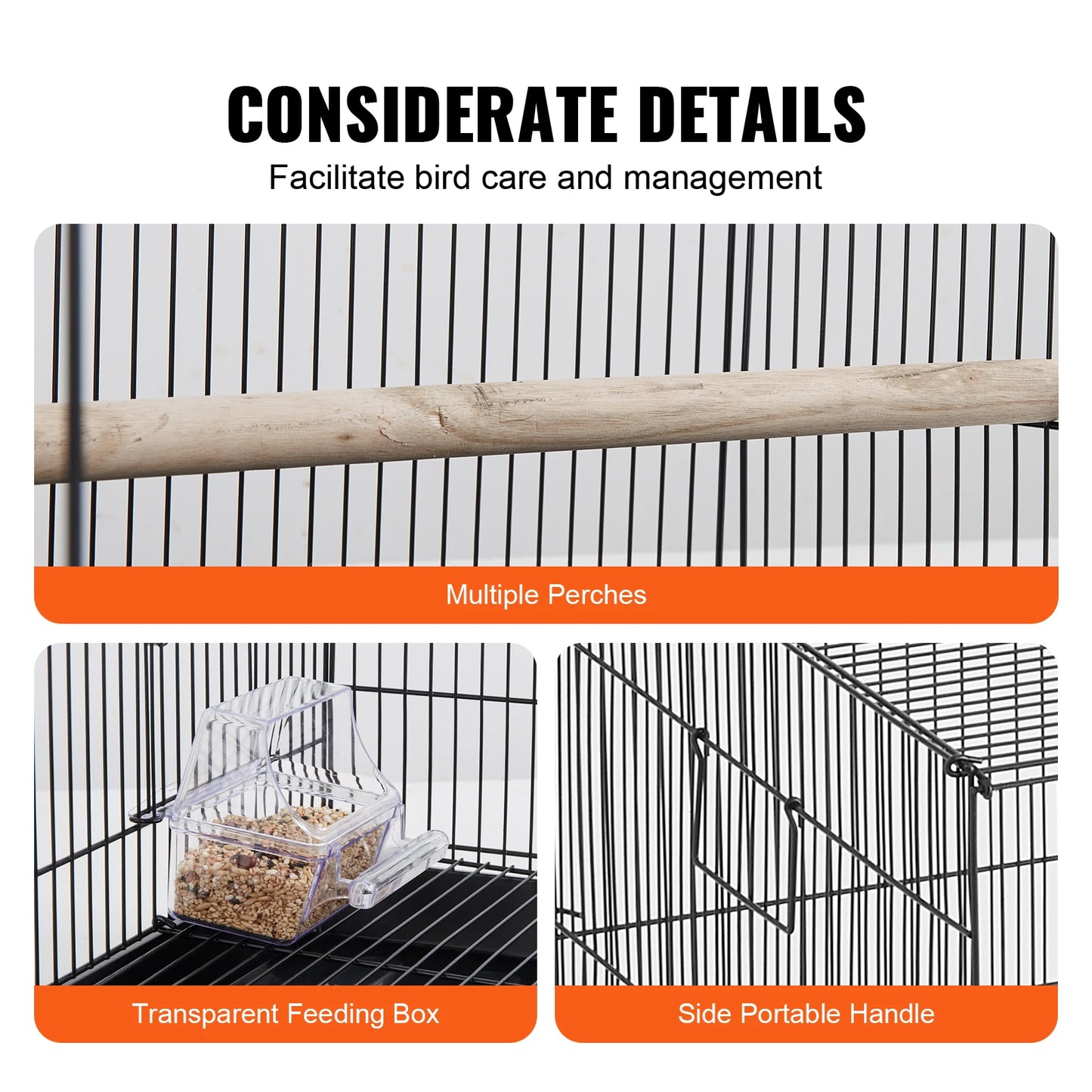 SucceBuy Stainless Steel Parakeet Cage With Rolling Stand Tray