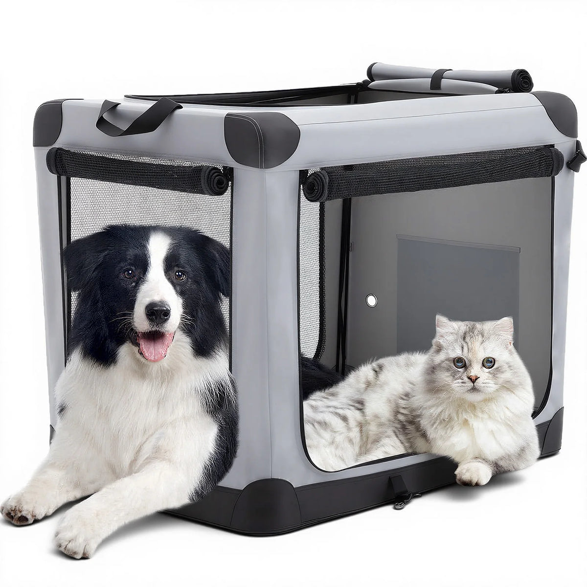 JHK Foldable Soft Dog Crate Pet Kennel With Three Doors