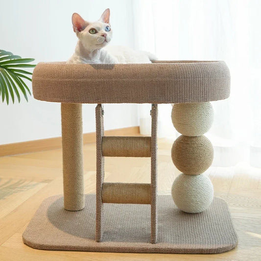 Cat Scratching Post With Sisal Board Plush Bed Ladder