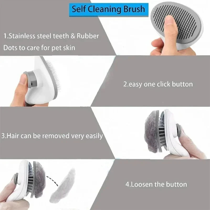 AEHOME Pet Grooming Brush Self-Cleaning Dematting Comb