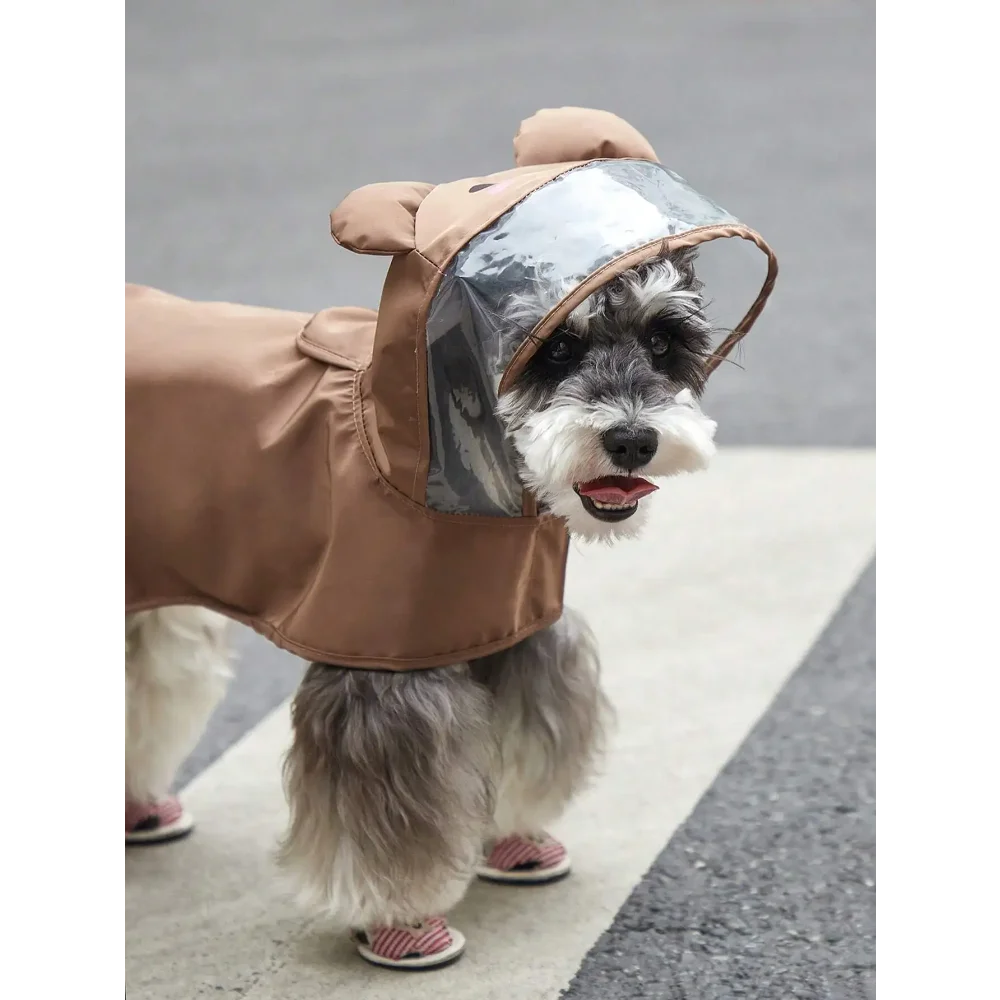 PETSIN Cartoon Bear Hooded Pet Raincoat For Dogs And Cats