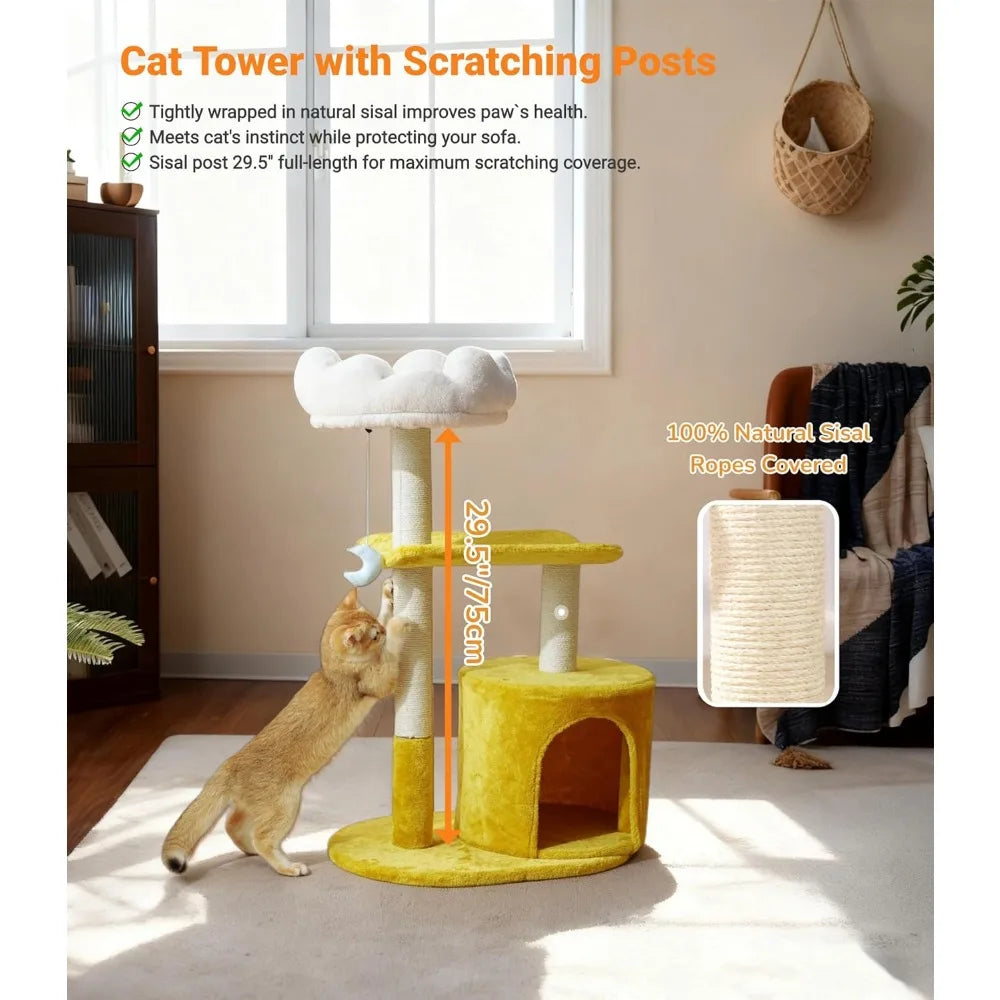 NBVCX Multi Level Cloud Cat Tree Tower With Sisal Scratcher