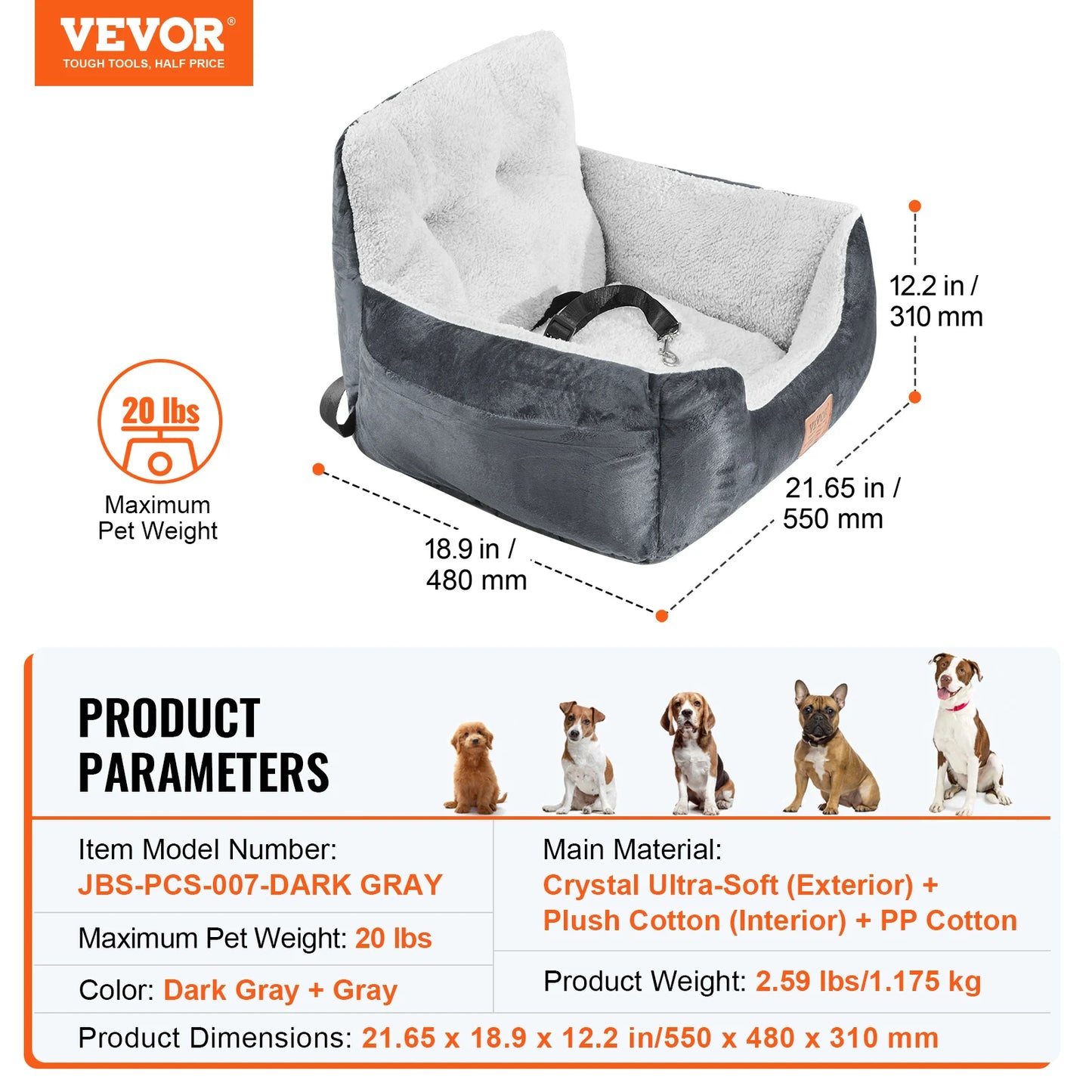 SucceBuy Waterproof Dog Car Seat Booster With Leash