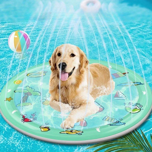 Outdoor Dog Inflatable Water Sprinkler Pool Play Mat Cooling