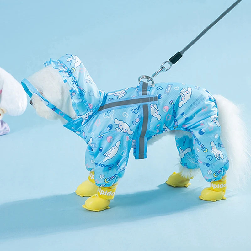 Pet Raincoat For Dogs Waterproof Hooded Rain Jacket