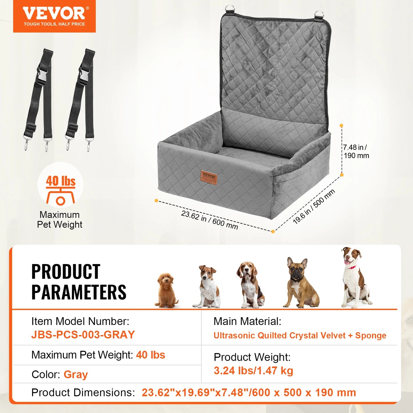 SucceBuy Waterproof Dog Car Seat Booster With Leash