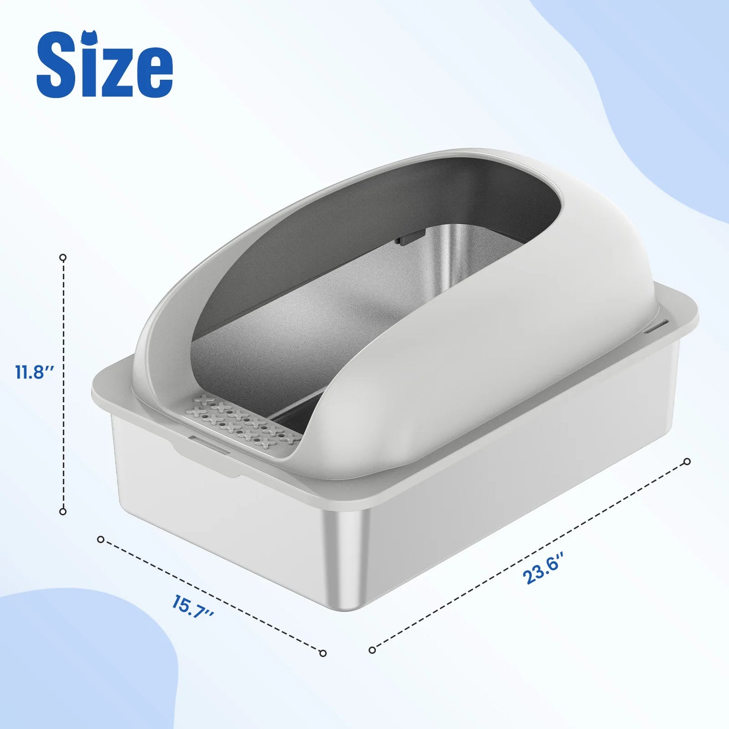 JHK Stainless Steel Large Cat Litter Box With Lid And Mat