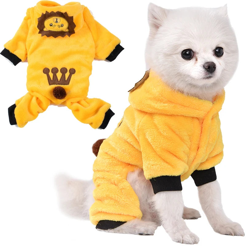 Fleece Dog Jumpsuit Pet Coat For Small Dogs And Puppies