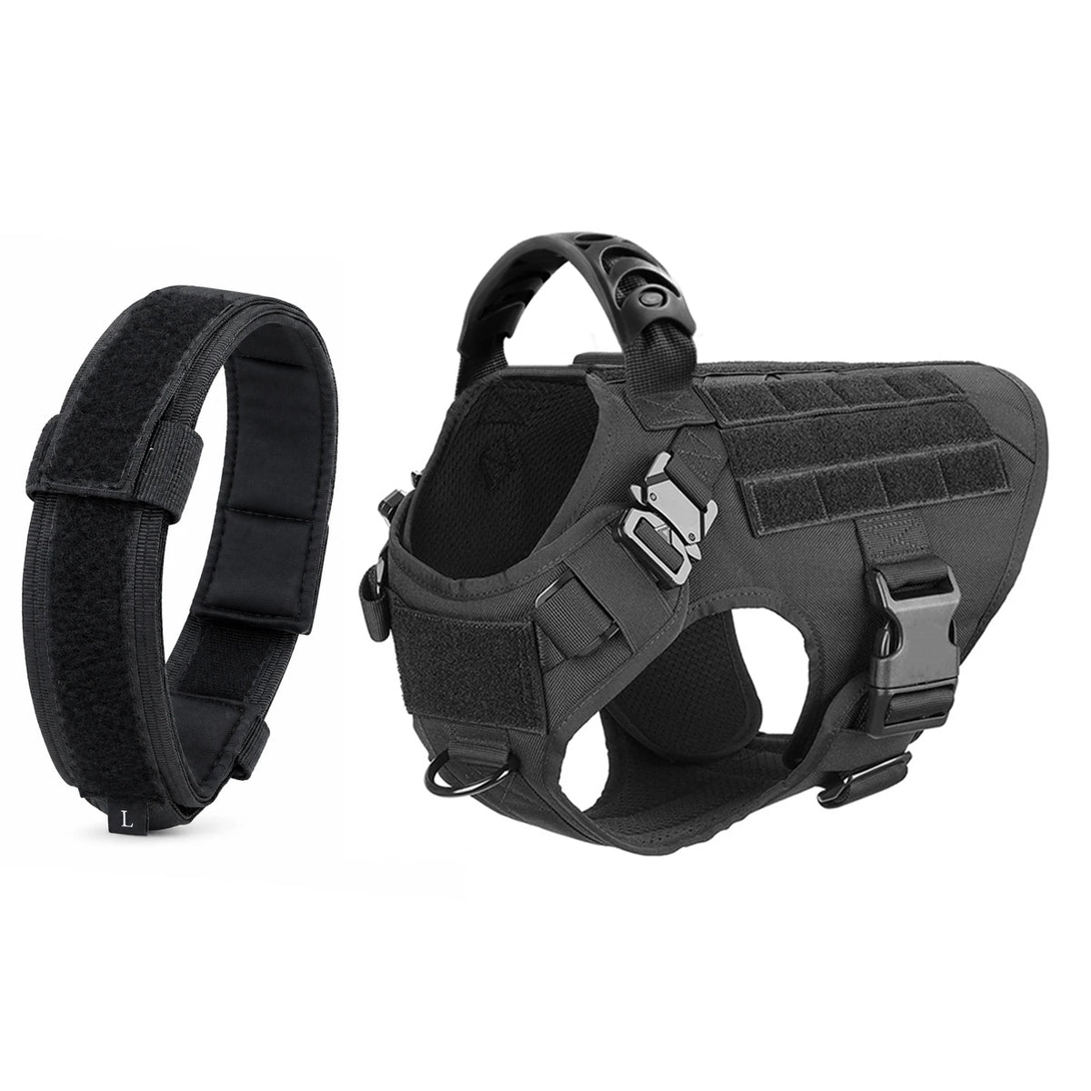 PETRAVEL Tactical Dog Harness And Collar Set For Walking Training