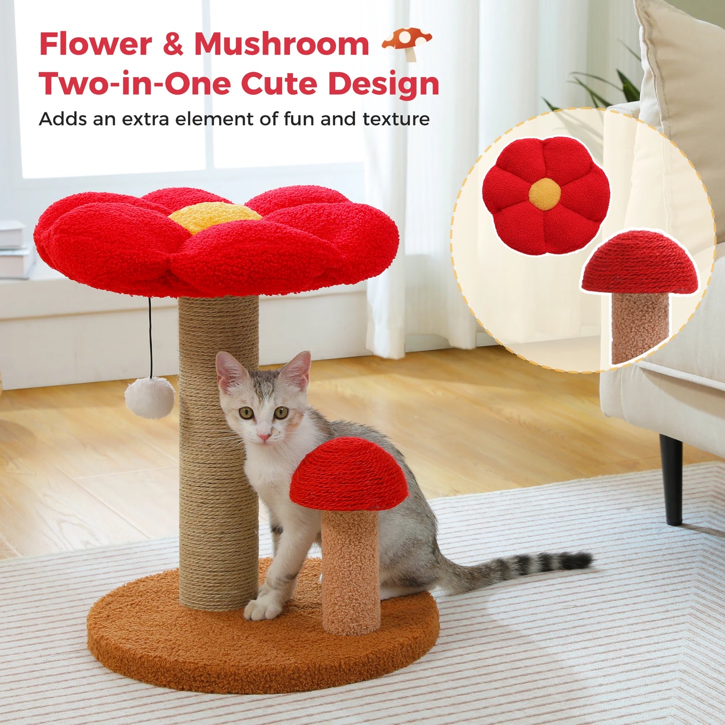 PAWZ Road Mushroom Cat Scratching Posts With Removable Flower Bed