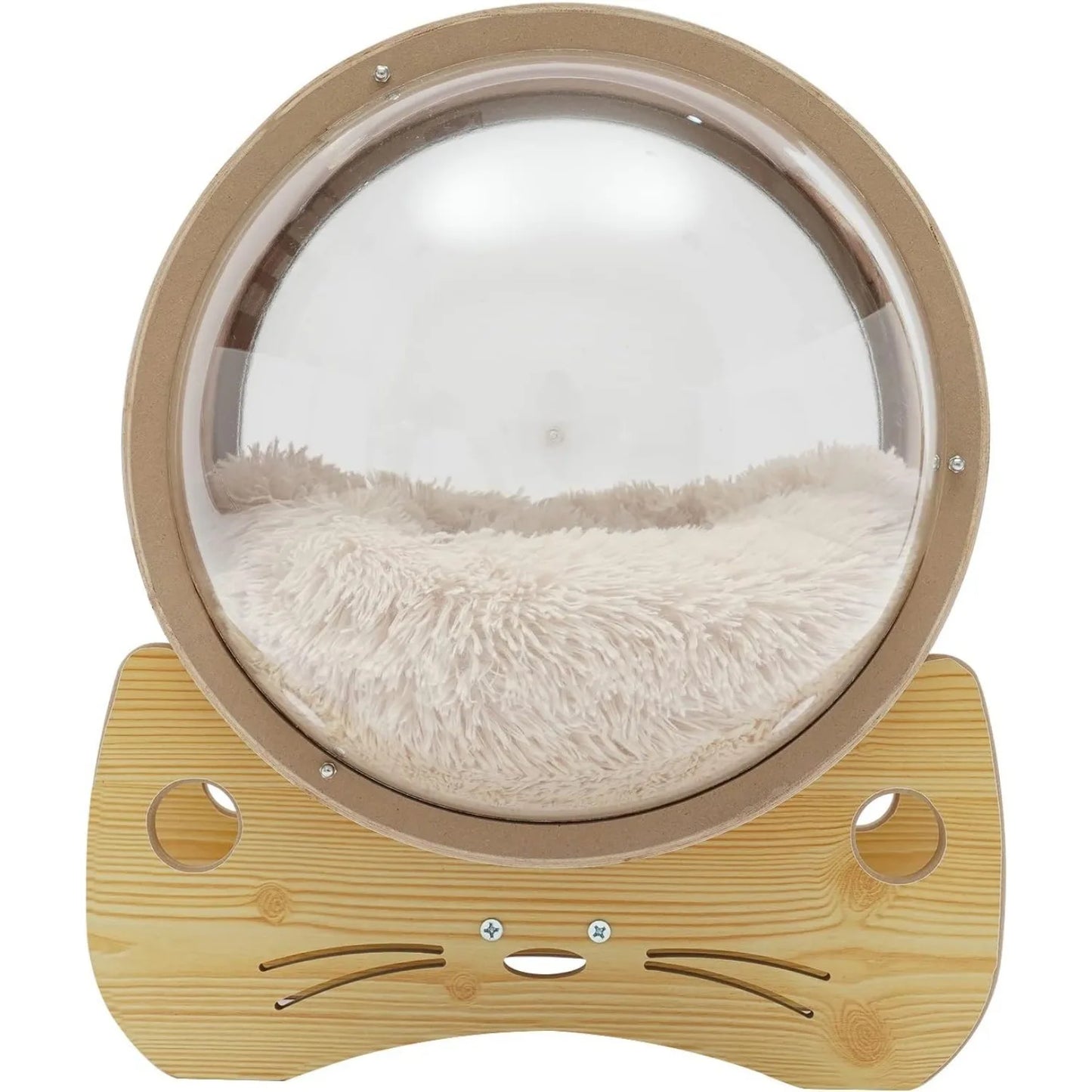 Luxury Cat Pod Bed Wooden Frame With Acrylic Dome Deluxe