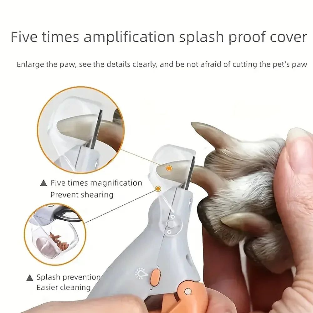 LED Pet Nail Clippers DualSided 5X Magnification Cats And Dogs