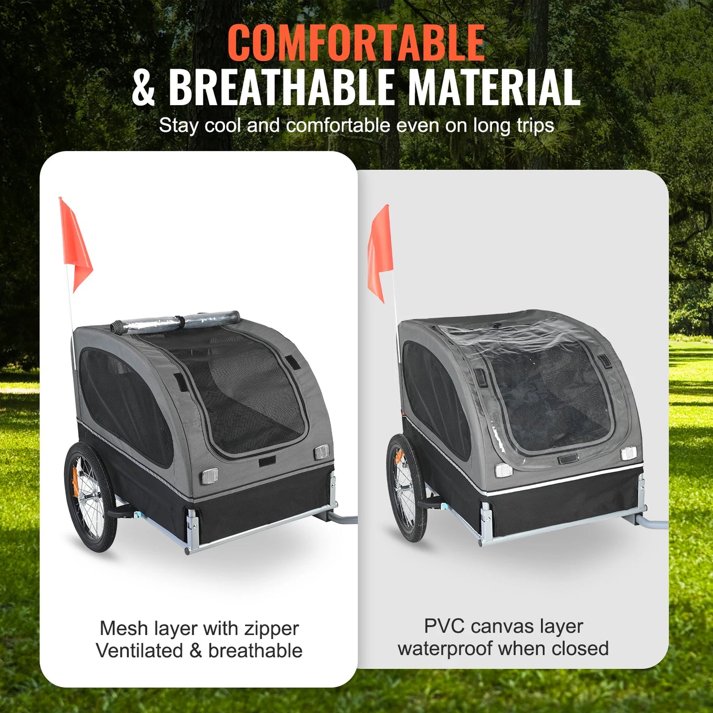 Dog Bike Trailer Pet Cart For Dogs Collapsible Carrier