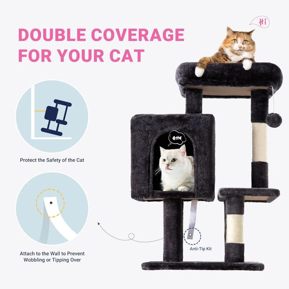 NBVCX Cat Tree Tower With Plush Perches Condos Sisal Posts